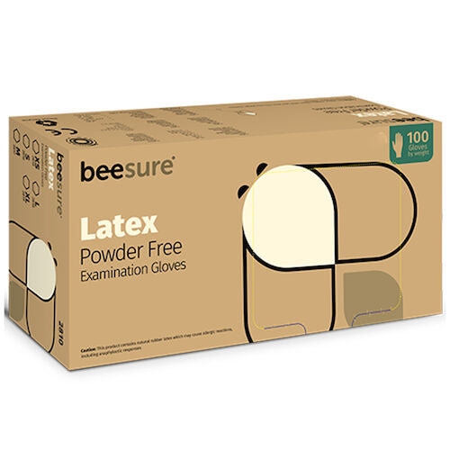 Cranberry 2819 BeeSure Latex Exam Gloves Extra Large Powder Free 100/Bx Cranberry 2819 BeeSure Latex Exam Gloves Extra Large Powder Free 100/Bx